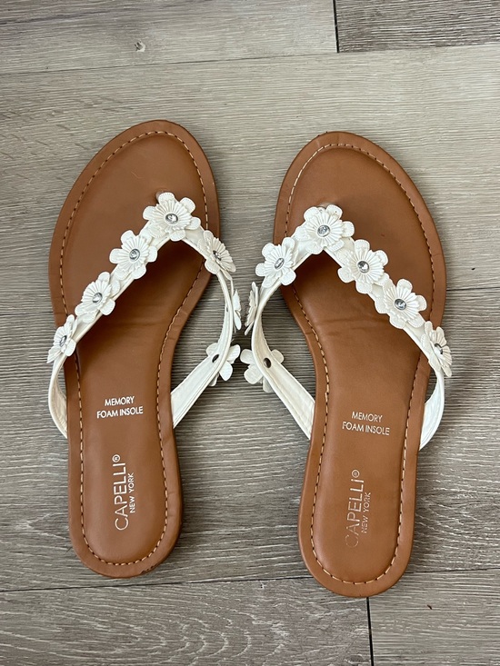 Capelli of New York Shoes - Capelli New York White Flower Flip Flops with Rhinestone Details